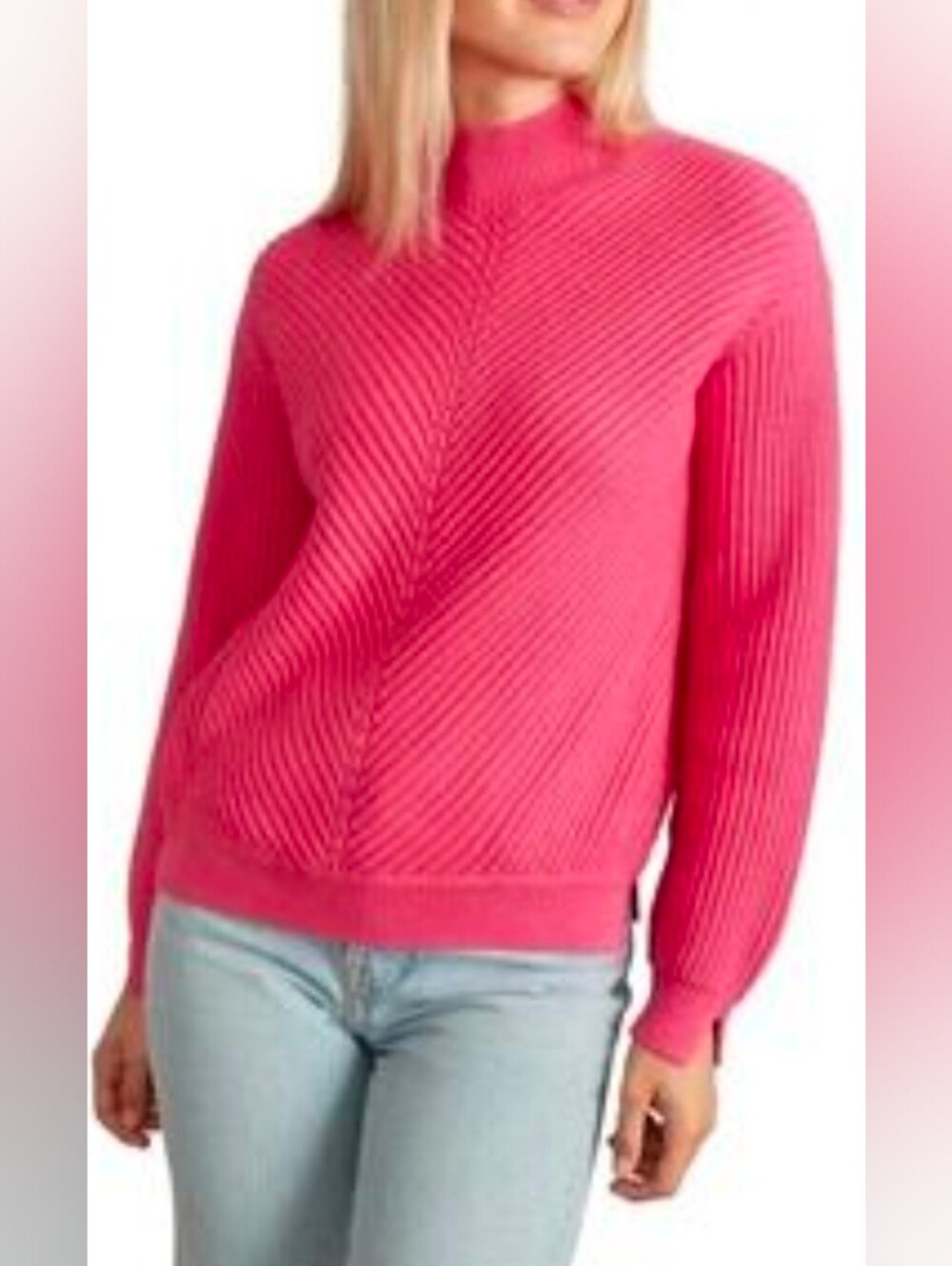 MARINE layer Skylar Turtleneck Sweater in Bubble Gum